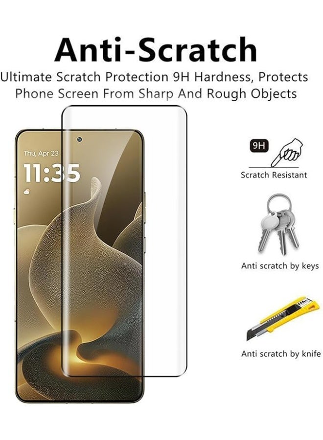 QIRG 2 in 1 for Motorola Signature Screen Protector + Camera Lens Protector Metal, 9H HD Anti-Scratch Case Friendly Tempered Glass Film (Transparent) - Image 3